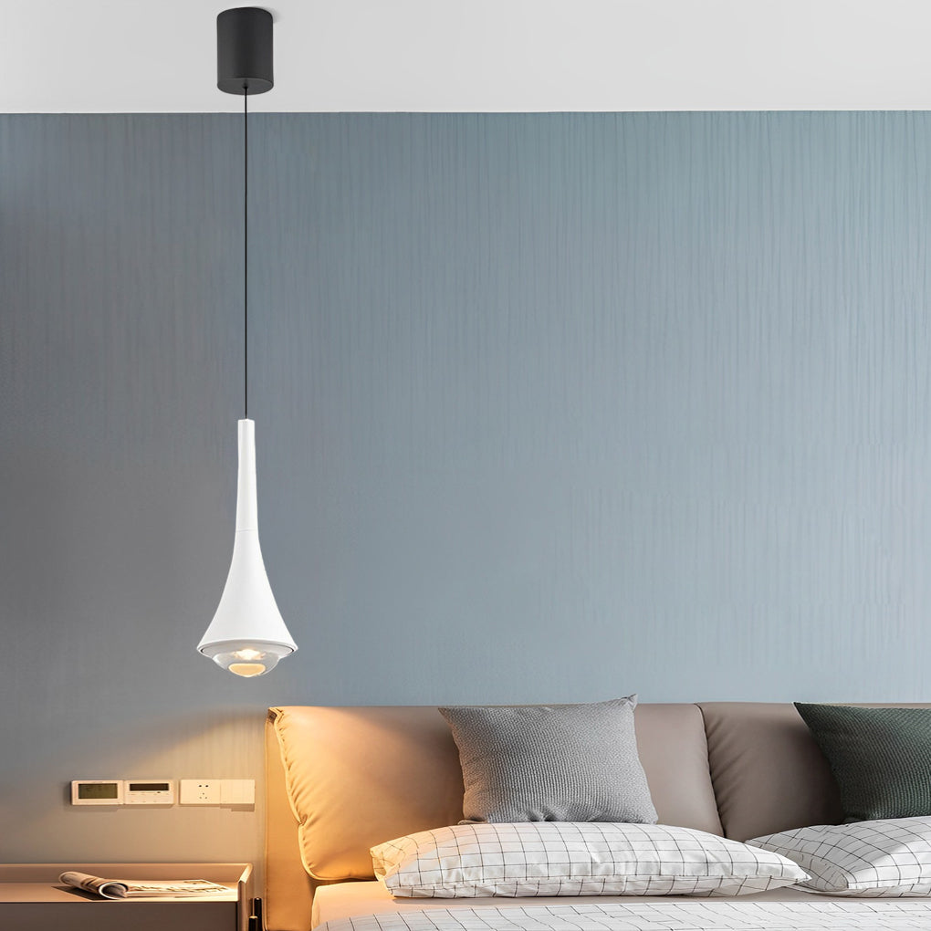 Flared Cone Mini Pendant Light, Aluminum and Glass Pendant Lamp 8