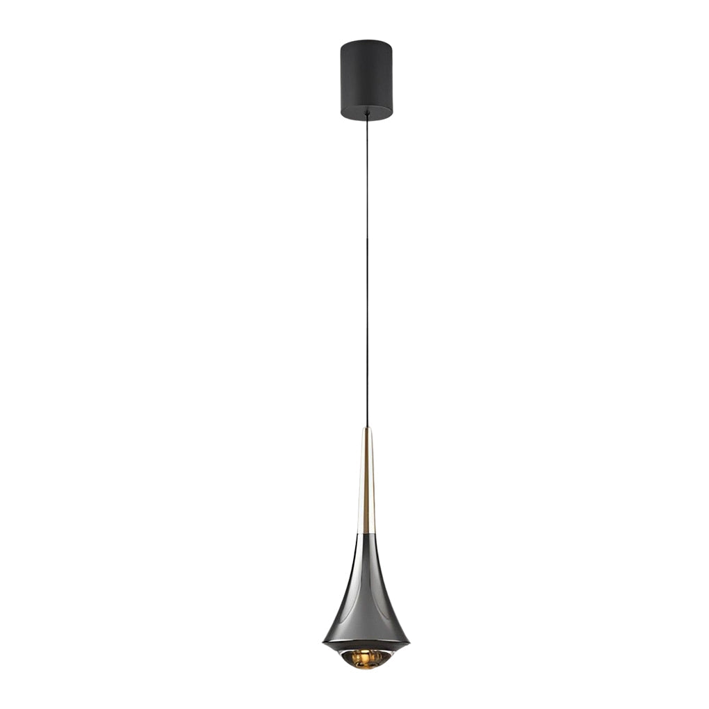 Flared Cone Mini Pendant Light, Aluminum and Glass Pendant Lamp 12