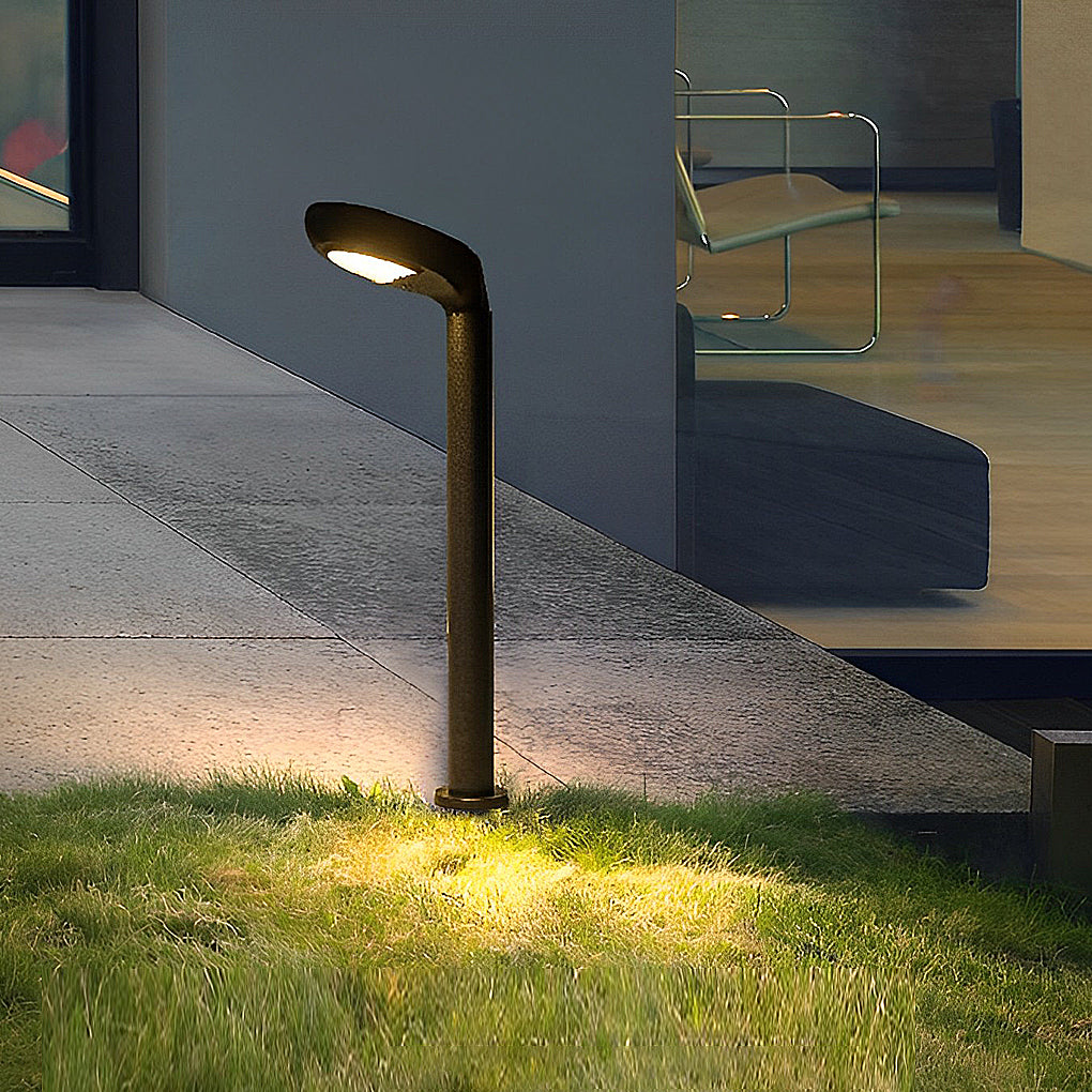 Curved Solar Bollard Light, Hooded Aluminum Garden Light, view 5