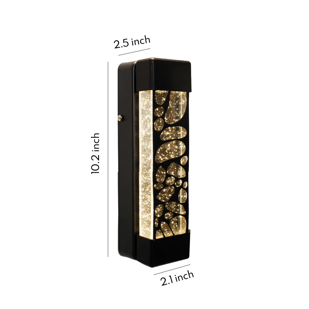 Crystal Bar Outdoor Wall Light, Black Aluminum Entry Sconce