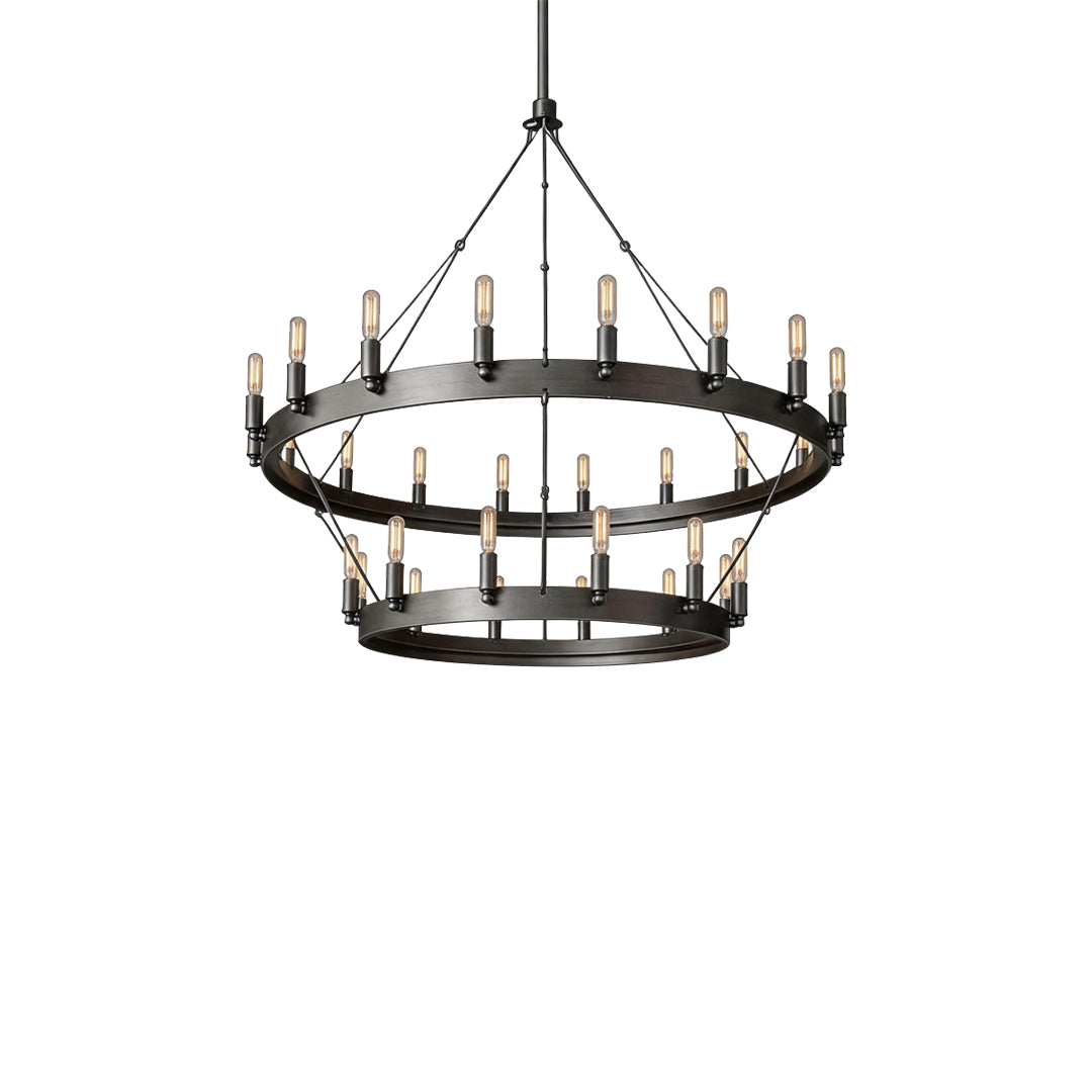 Rustic Iron Ring Candle Chandelier, Black Farmhouse Ceiling Light 10