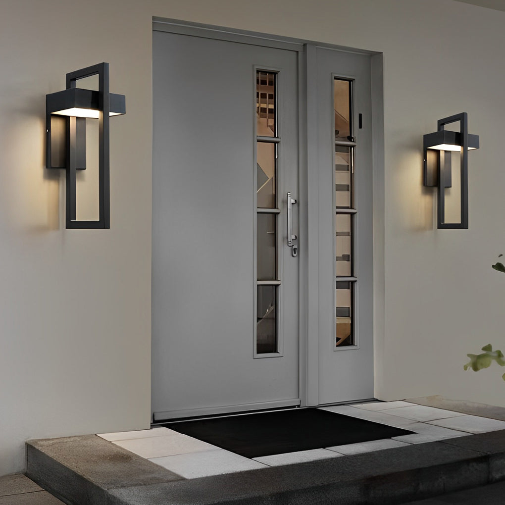 Open Frame Outdoor Wall Sconce, Black Stainless Steel LED Light 4