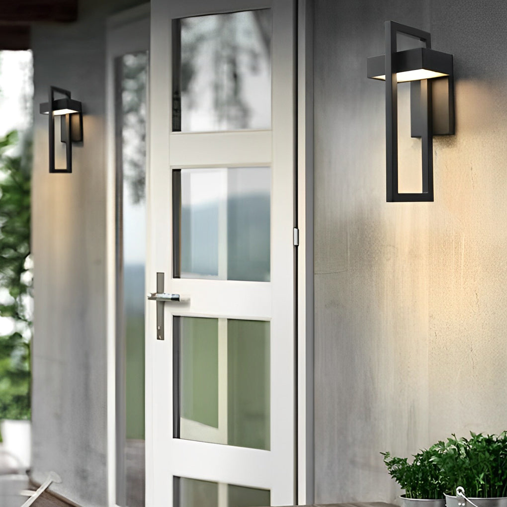 Open Frame Outdoor Wall Sconce, Black Stainless Steel LED Light 8