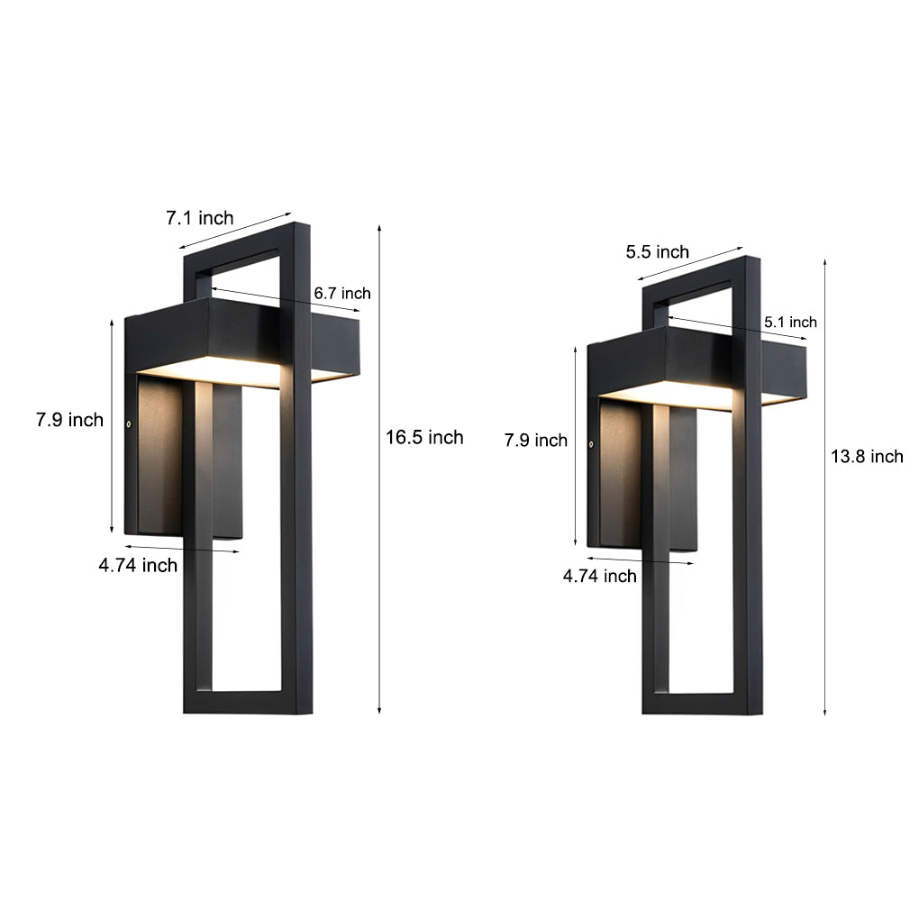 Open Frame Outdoor Wall Sconce, Black Stainless Steel LED Light 15