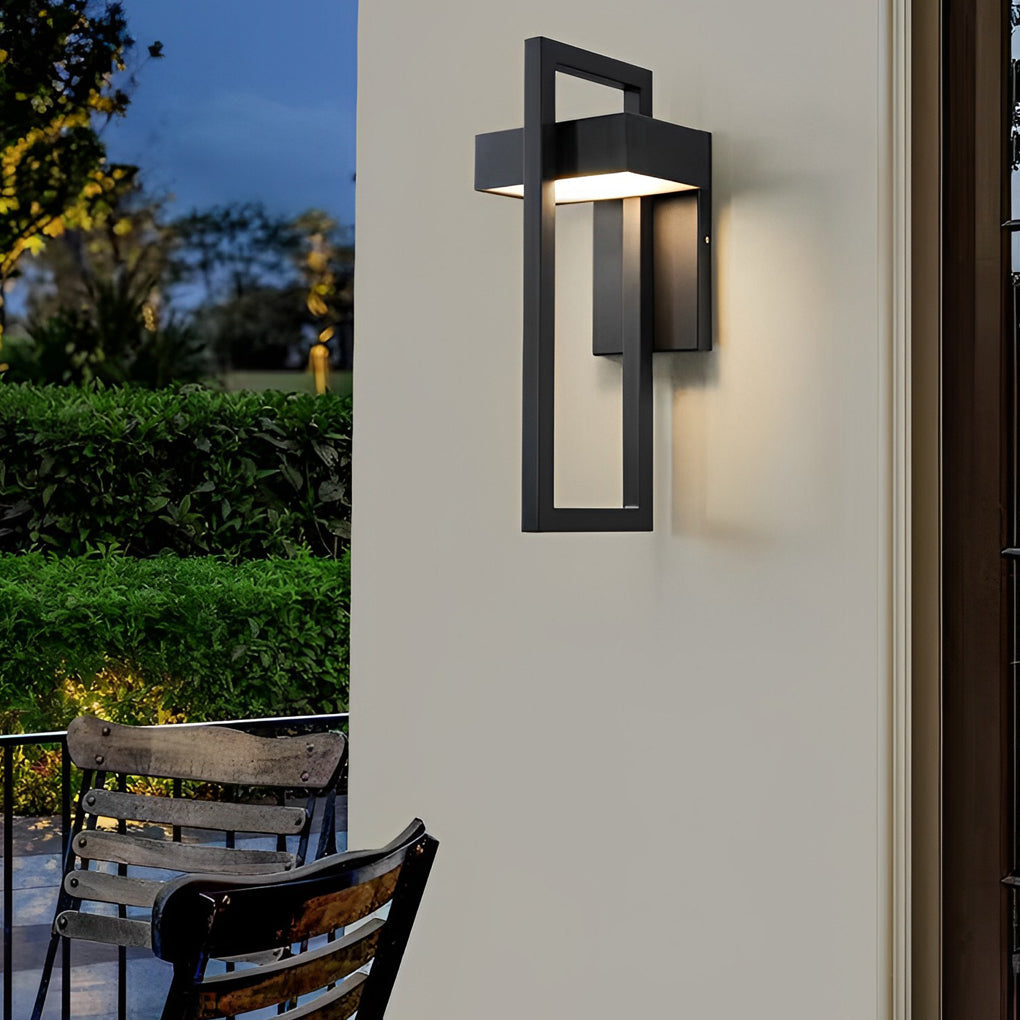 Open Frame Outdoor Wall Sconce, Black Stainless Steel LED Light 5