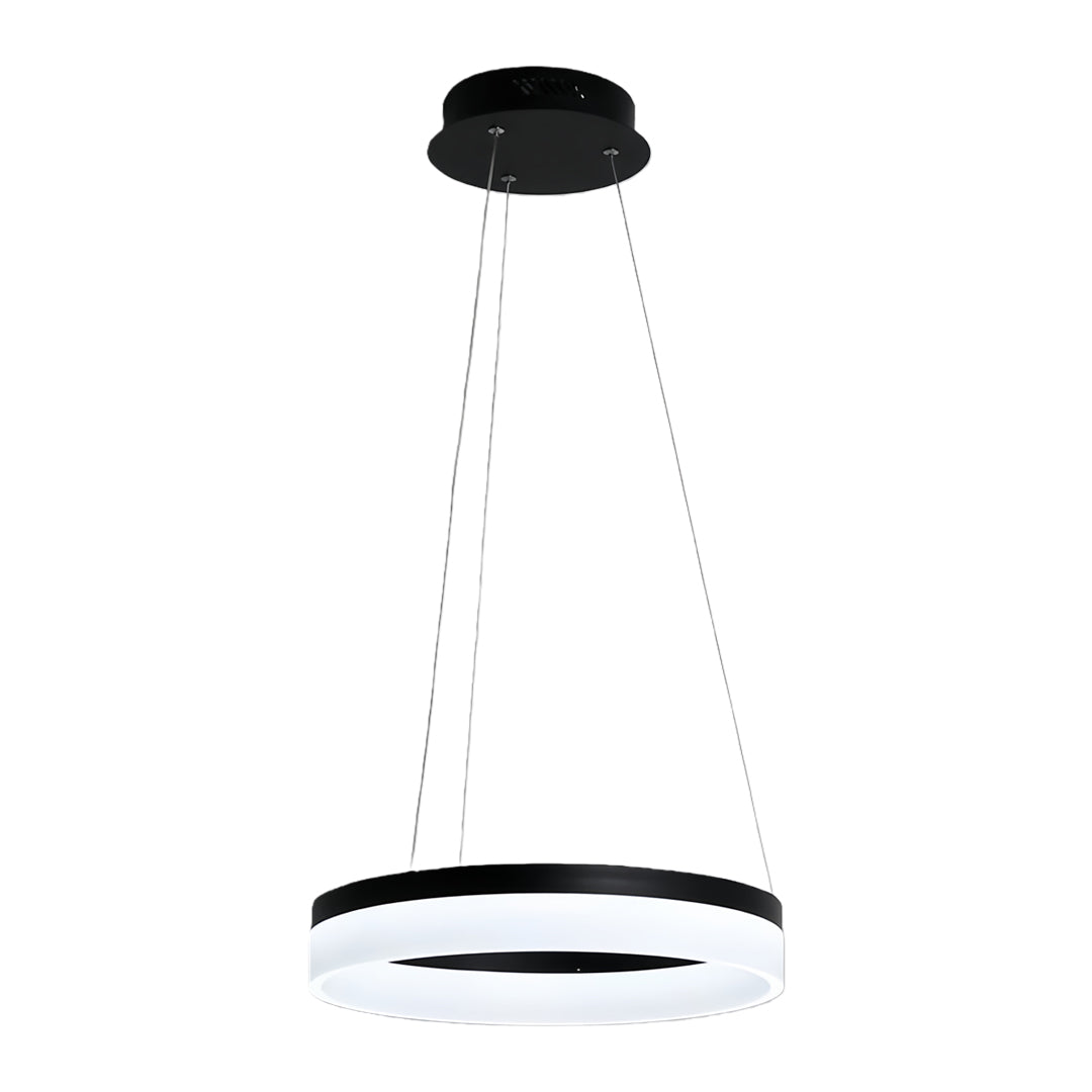 Black Ring Pendant Light, Aluminum and Acrylic LED