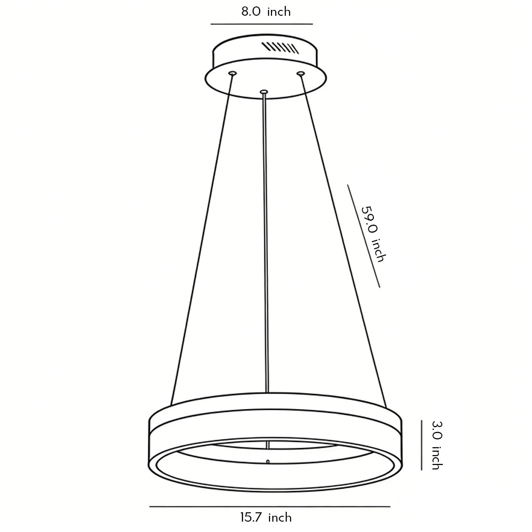Black Ring Pendant Light, Aluminum and Acrylic LED