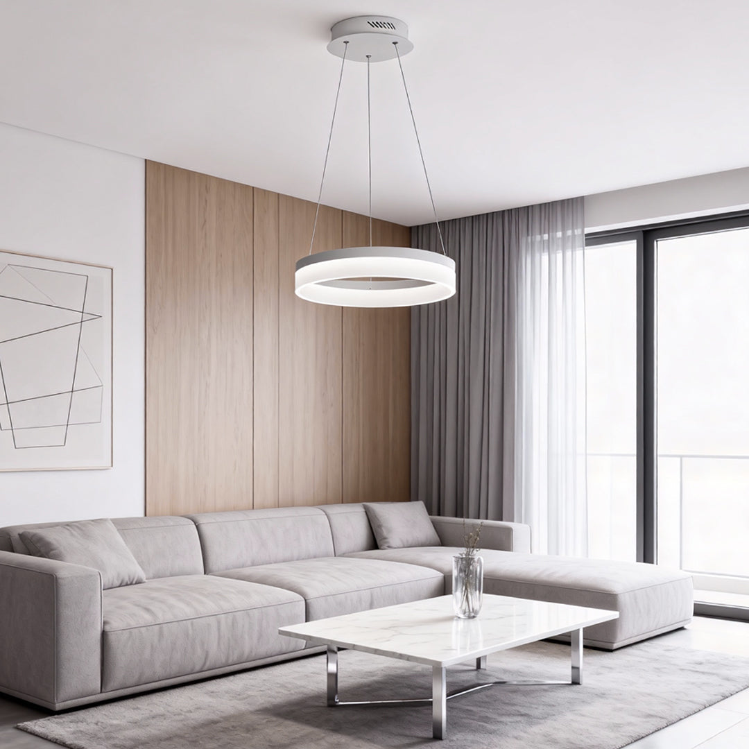 Black Ring Pendant Light, Aluminum and Acrylic LED