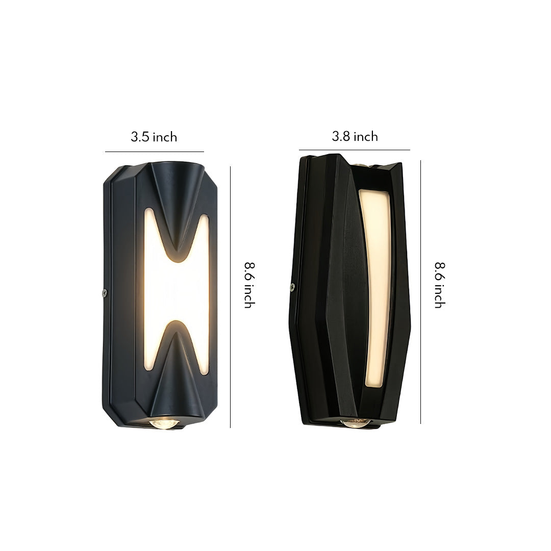 Faceted Geometric Outdoor Wall Light, Black Patio Sconce
