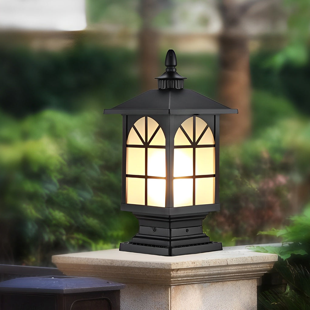 Lantern Pillar Light, Die Cast Aluminum Fence Post Cap Light 11