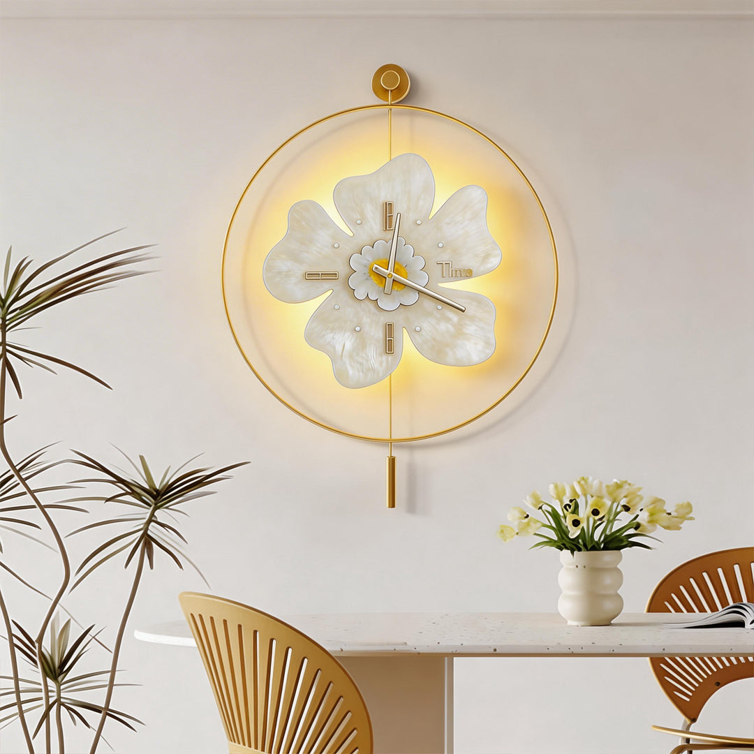 Blossom Ring Wall Clock Light, Aluminum Framed LED Wall Art