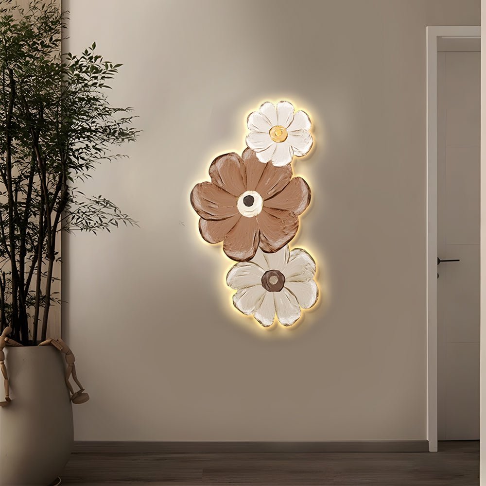 Blossom Trio LED Wall Art, Carved Flower Backlit Wall Panel