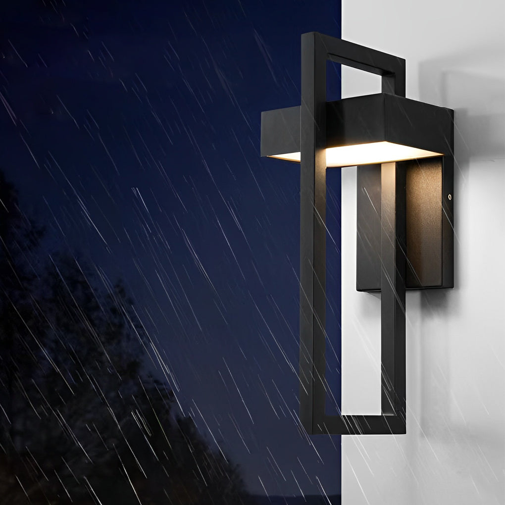 Open Frame Outdoor Wall Sconce, Black Stainless Steel LED Light 6