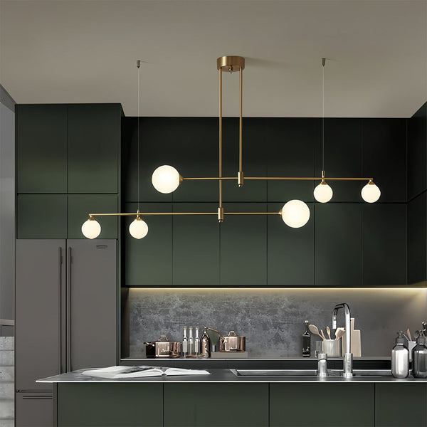 Brass Bubble Globe Linear Chandelier