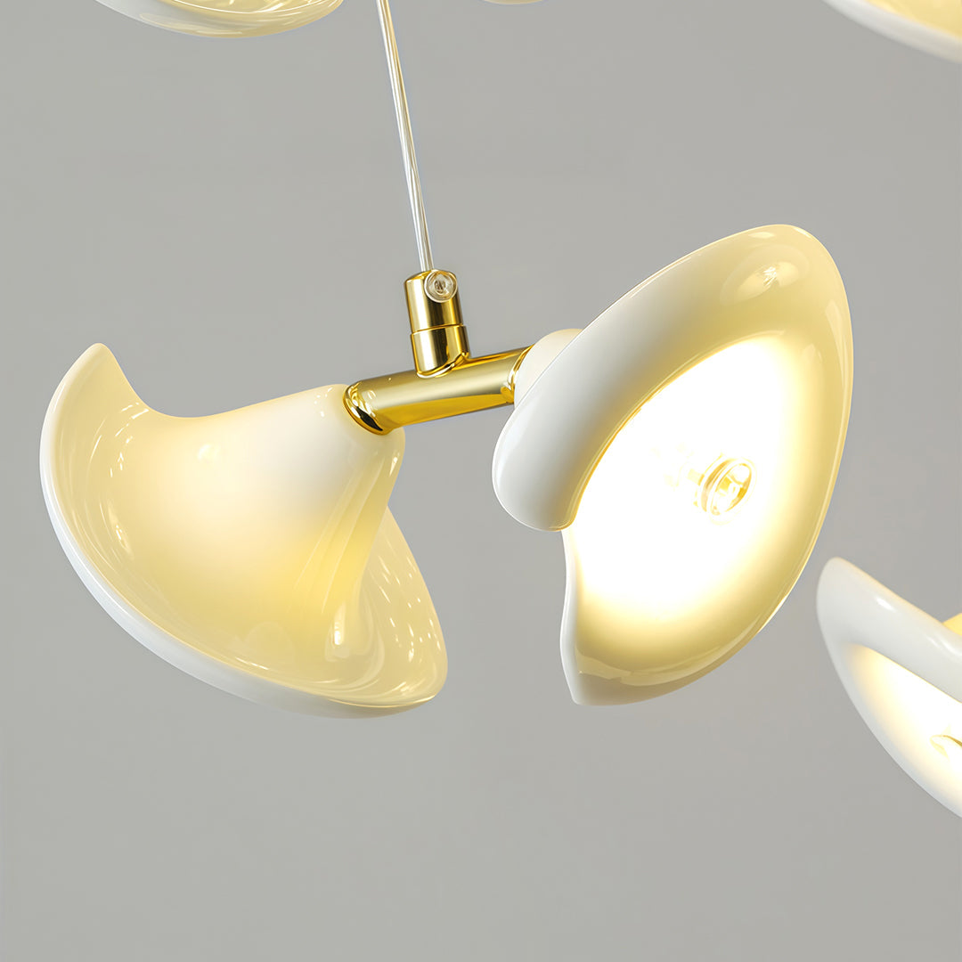 Ceramic Tulip Spiral Staircase Chandelier, Gold Stainless Steel Light 8