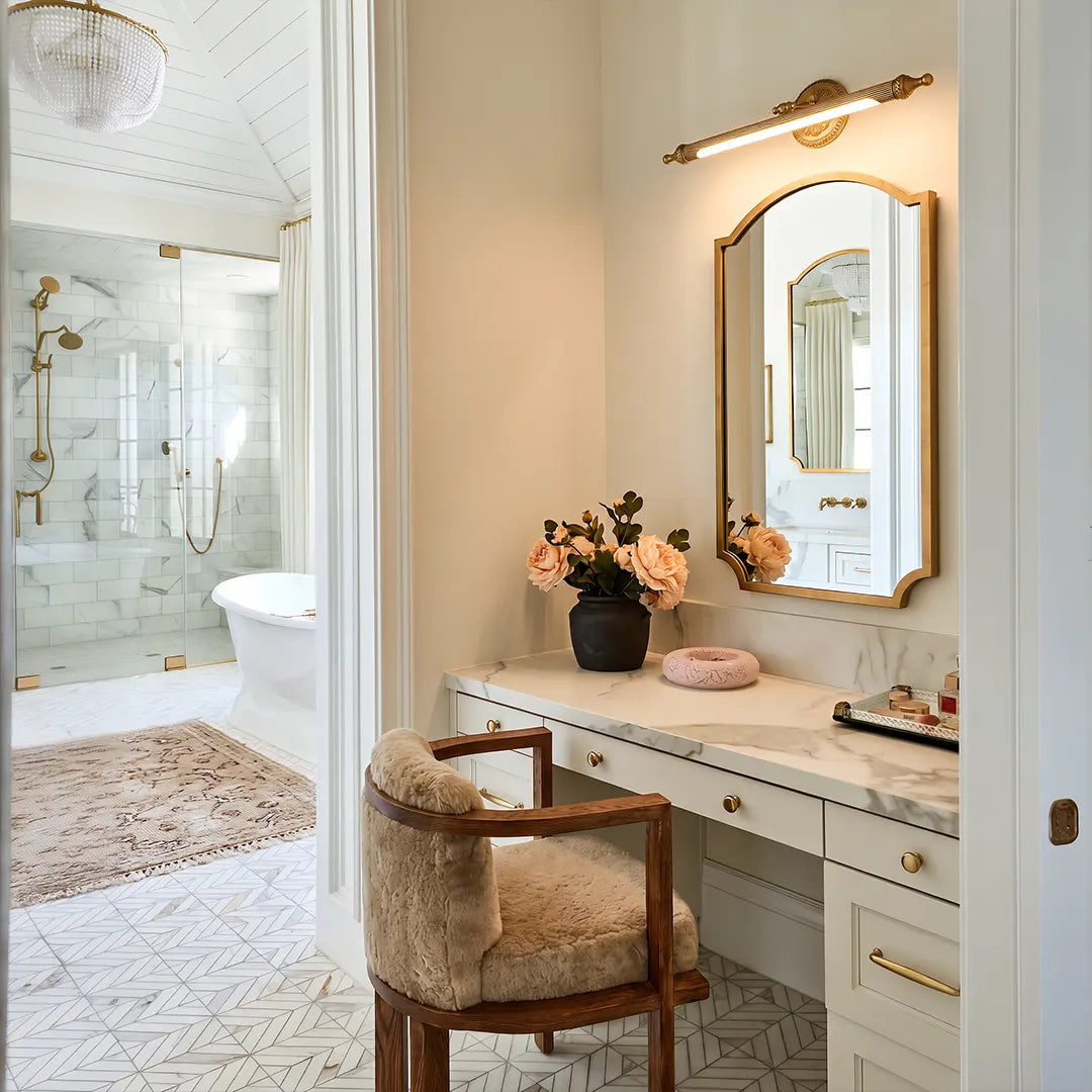 Fluted Brass Vanity Light, Copper Bathroom Mirror Light