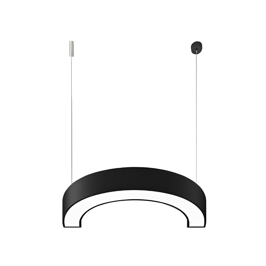 Set of 2 Crescent Arc Pendant Lights, Black Iron Linear LED Lights 11