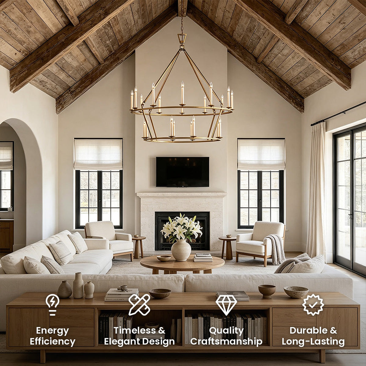 Retro Candle Chandelier: energy efficiency, timeless and elegant design, quality craftsmanship, durable and long-lasting
