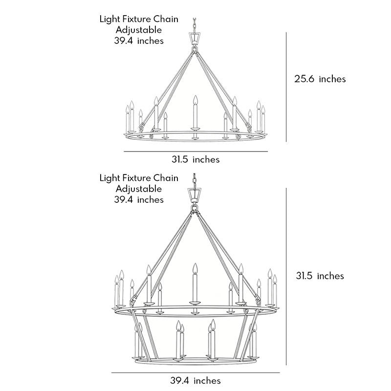 Retro Candle Chandelier, Wrought Iron Ceiling Light, view 9