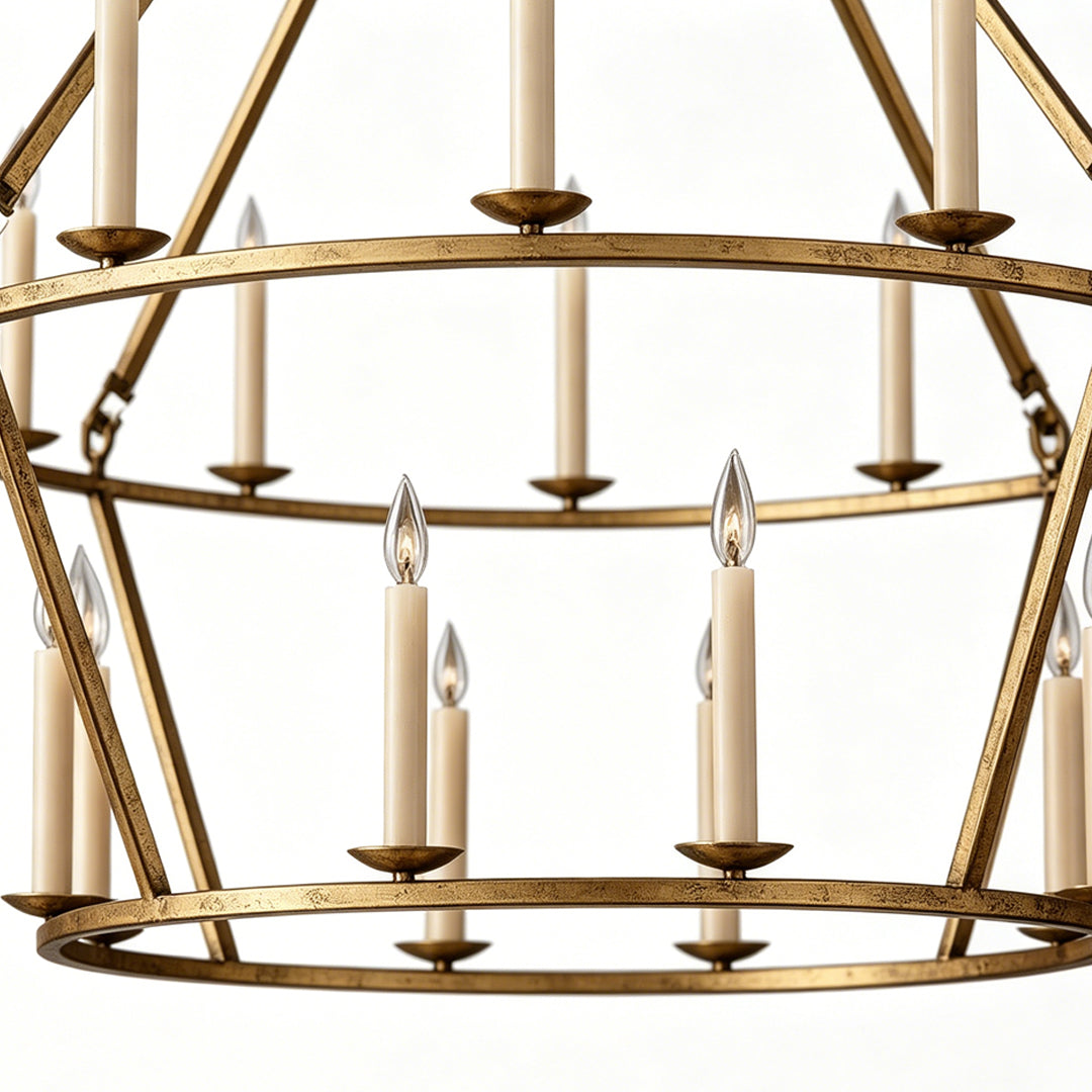 Retro Candle Chandelier, Wrought Iron Ceiling Light, view 5