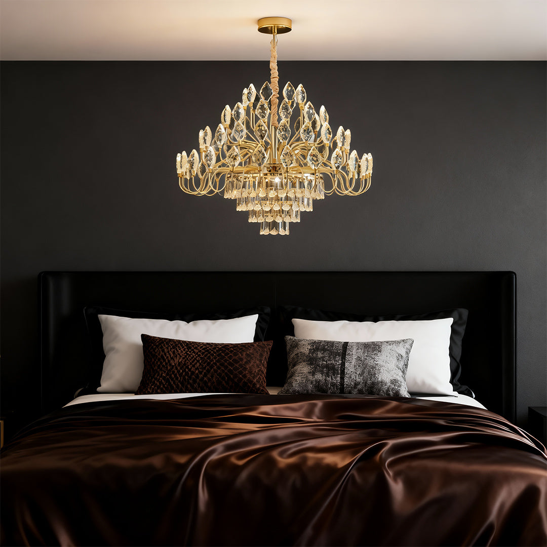 French Crystal LED Chandelier, Luxury Gold Ceiling Light, view 4