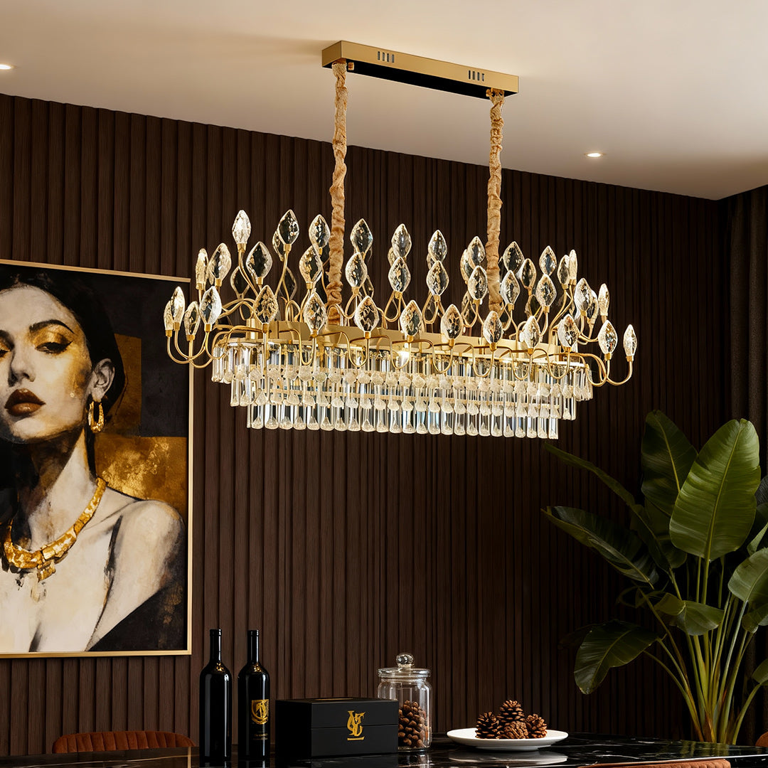 French Crystal LED Chandelier, Luxury Gold Ceiling Light, view 3