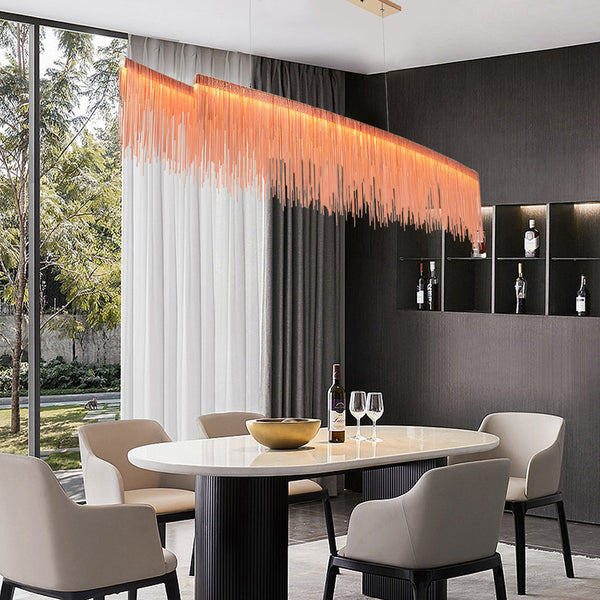 Chain Fringe LED Linear Chandelier