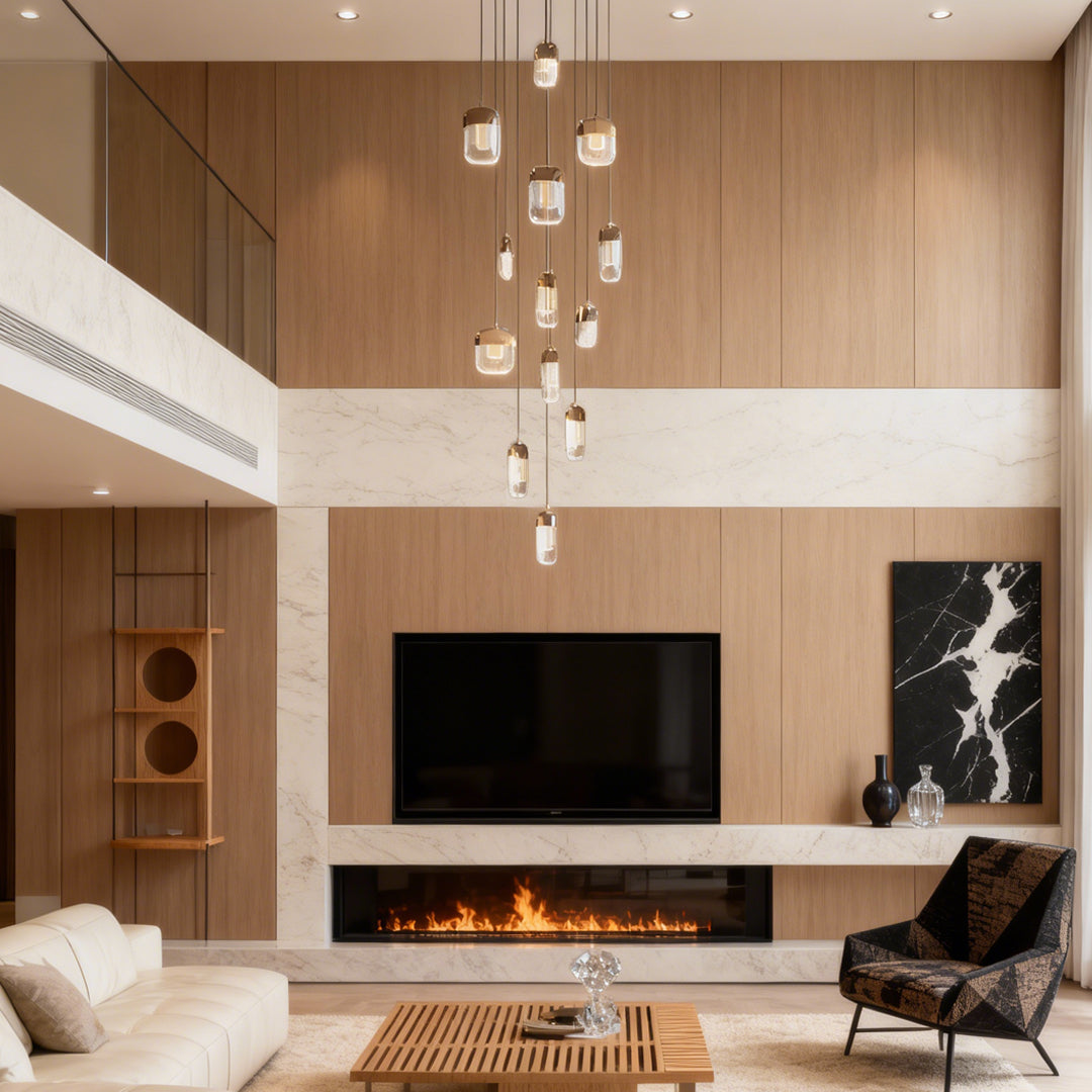 Full Copper Staircase Chandelier, Crystal Ceiling Light, view 5