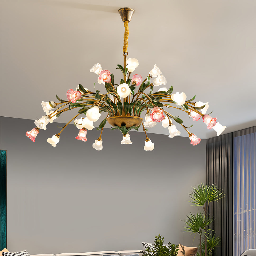 Pink and white glass flowers