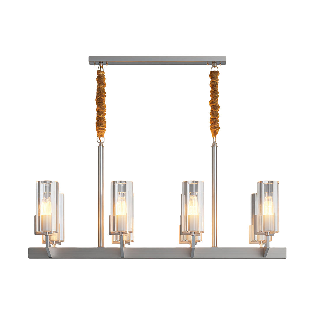 Ribbed Glass Candle Chandelier, Solid Brass Modern Ceiling Light 25