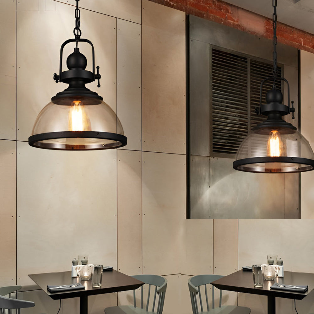 Clear Glass Pendant Light, Retro Industrial Island Fixture, view 4