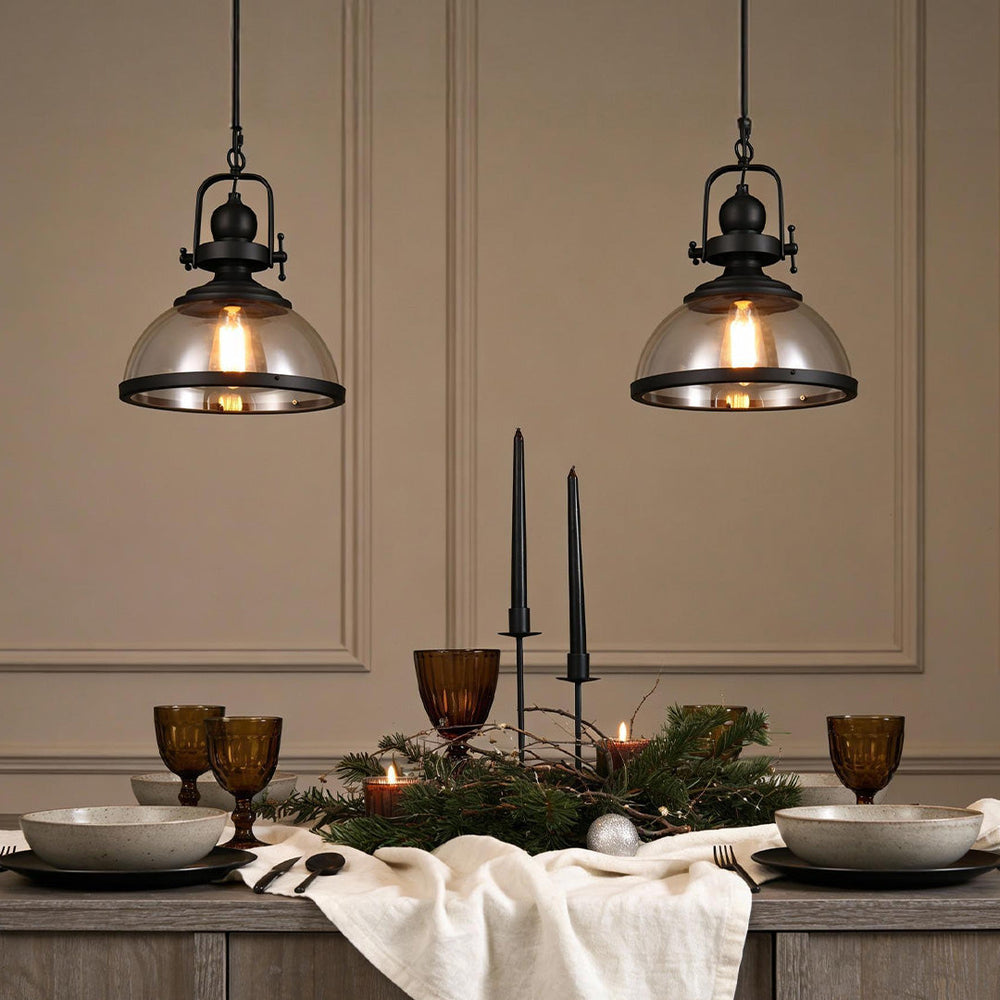 Clear Glass Pendant Light, Retro Industrial Island Fixture, view 5