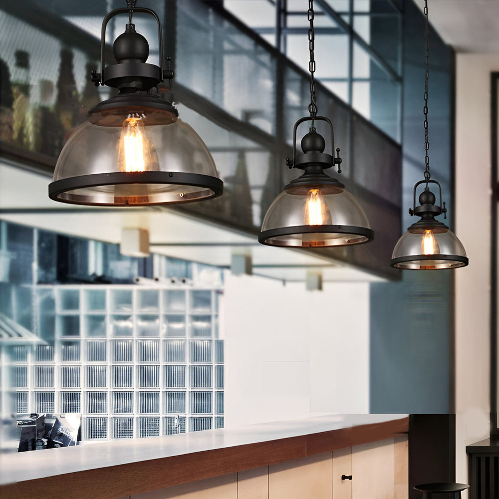 Clear Glass Pendant Light, Retro Industrial Island Fixture, view 7