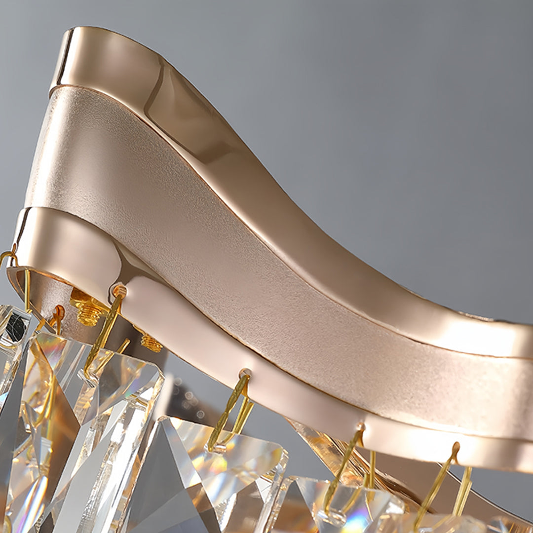 Crystal Waterfall Tiered Chandelier, Gold Metal Ceiling Light 9