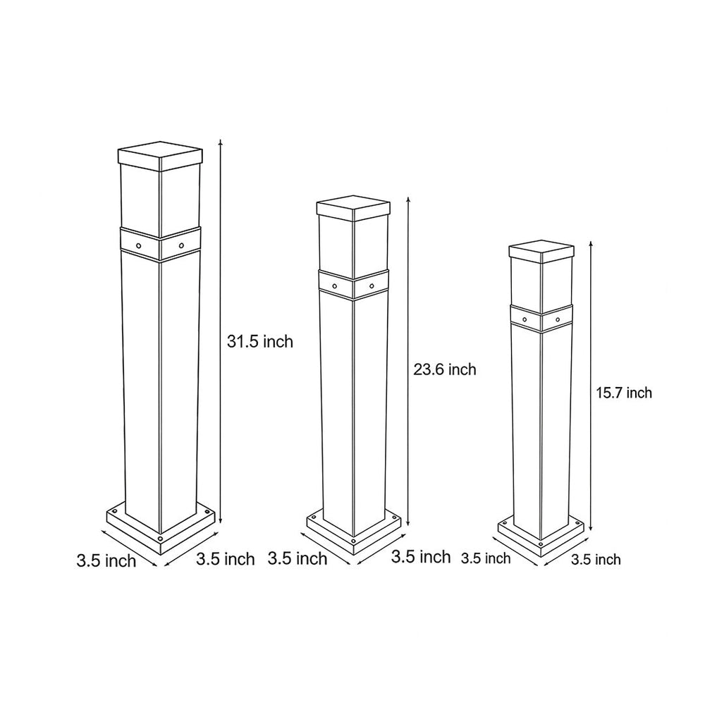 Square COB Bollard Light, Commercial Grade Walkway Fixture, view 11