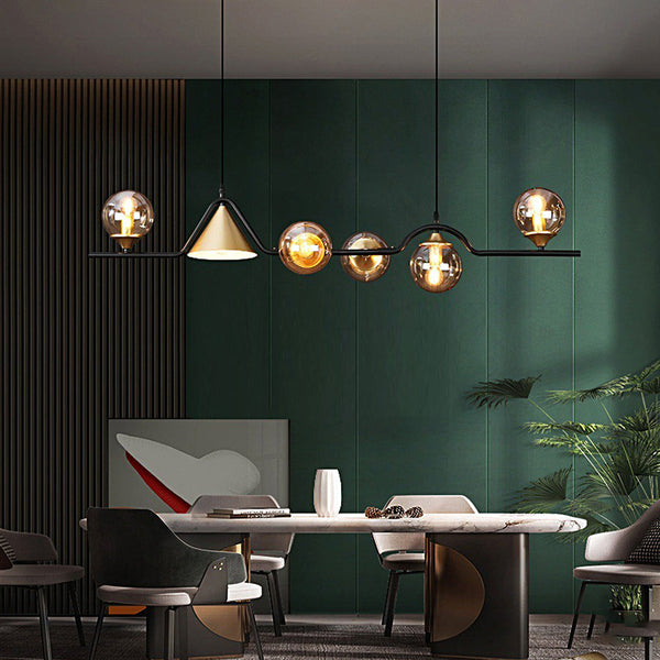 Cone and Globe Linear Chandelier