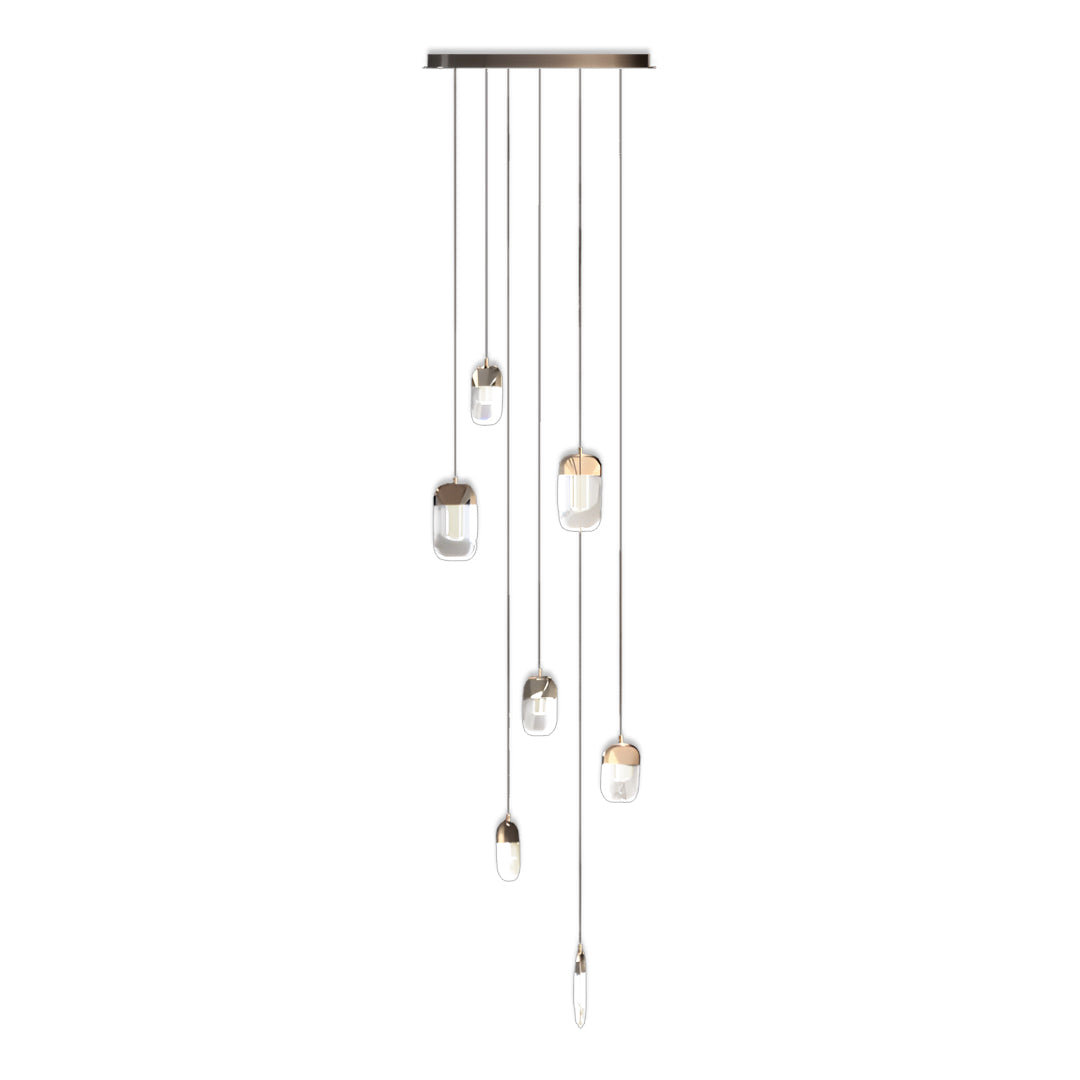 Full Copper Staircase Chandelier, Crystal Ceiling Light, view 6