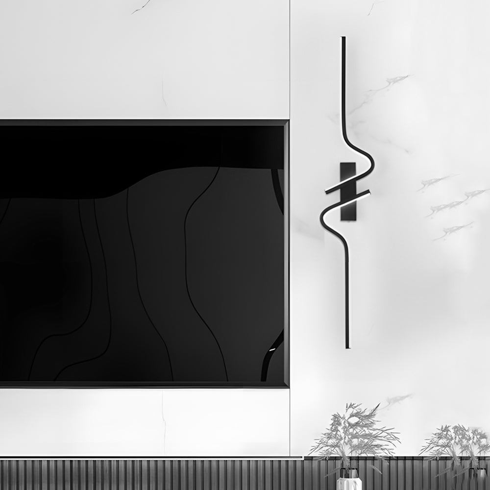 Wave Curve Wall Sconce, Black Aluminum Linear Light