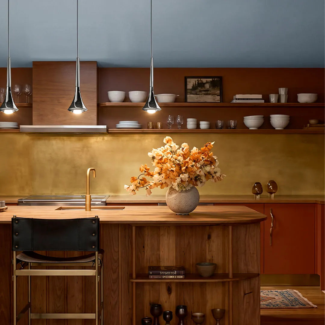 Teardrop Mini Pendant Light, Metal and Acrylic Kitchen Island Light