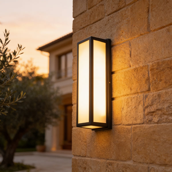 Contemporary Sensor Wall Light, No Motion Sensor, 4.3 in Square x 10.2 in H, Warm White