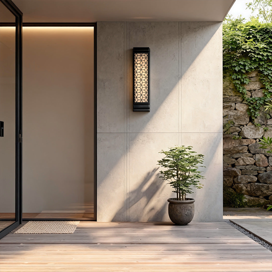 Cloud Stone Linear Wall Sconce, Black Copper Outdoor Wall Light