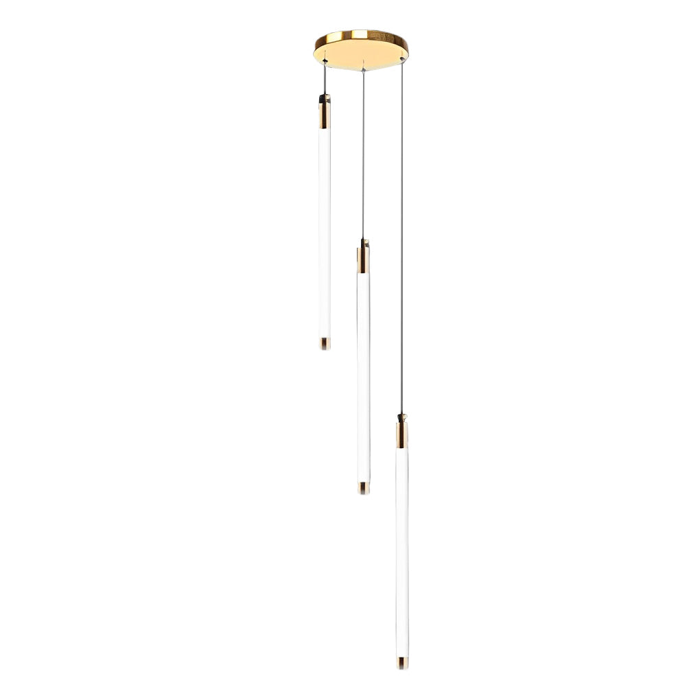 Spiral Tube Staircase Chandelier, Acrylic LED in Gold or Black