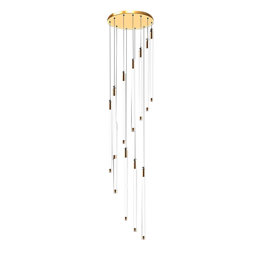 Spiral Tube Staircase Chandelier, Acrylic LED in Gold or Black