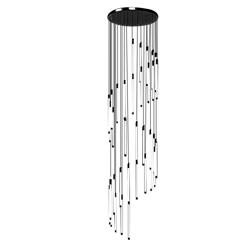 Spiral Tube Staircase Chandelier, Acrylic LED in Gold or Black