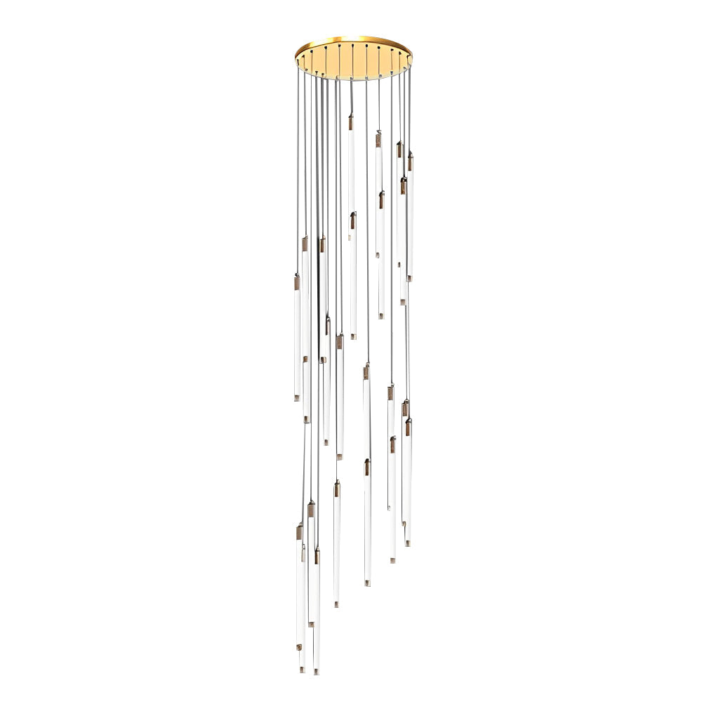Spiral Tube Staircase Chandelier, Acrylic LED in Gold or Black