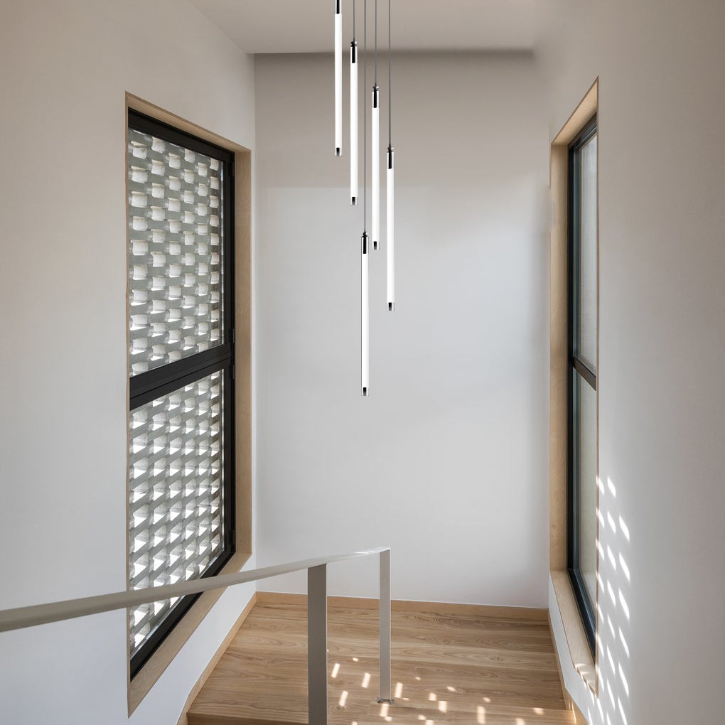 Spiral Tube Staircase Chandelier, Acrylic LED in Gold or Black