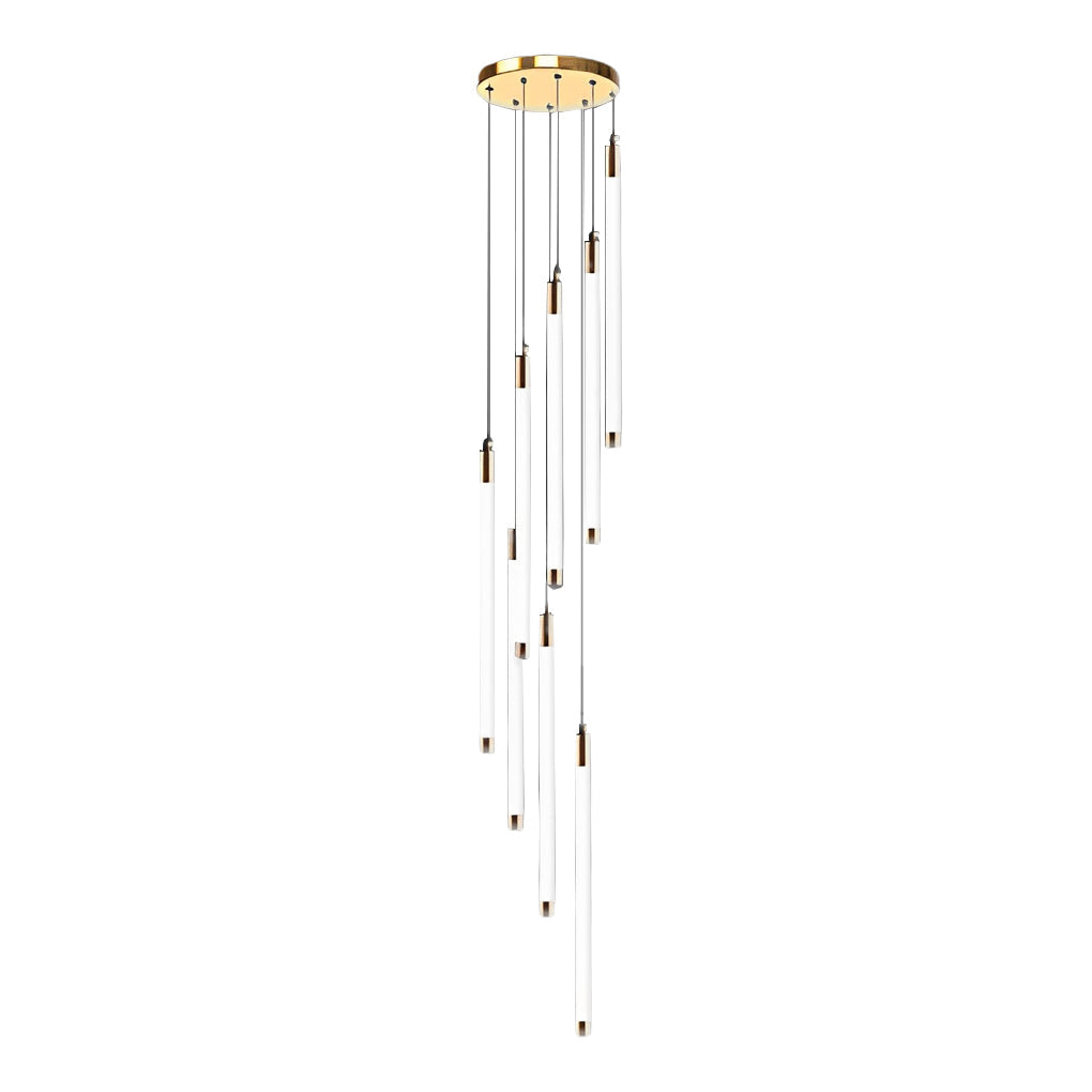 Spiral Tube Staircase Chandelier, Acrylic LED in Gold or Black