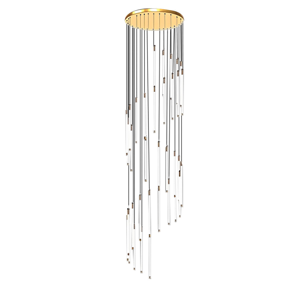 Spiral Tube Staircase Chandelier, Acrylic LED in Gold or Black