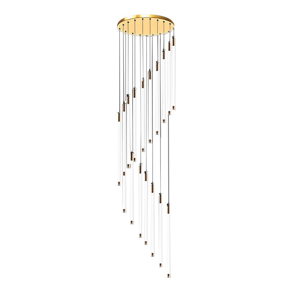 Spiral Tube Staircase Chandelier, Acrylic LED in Gold or Black
