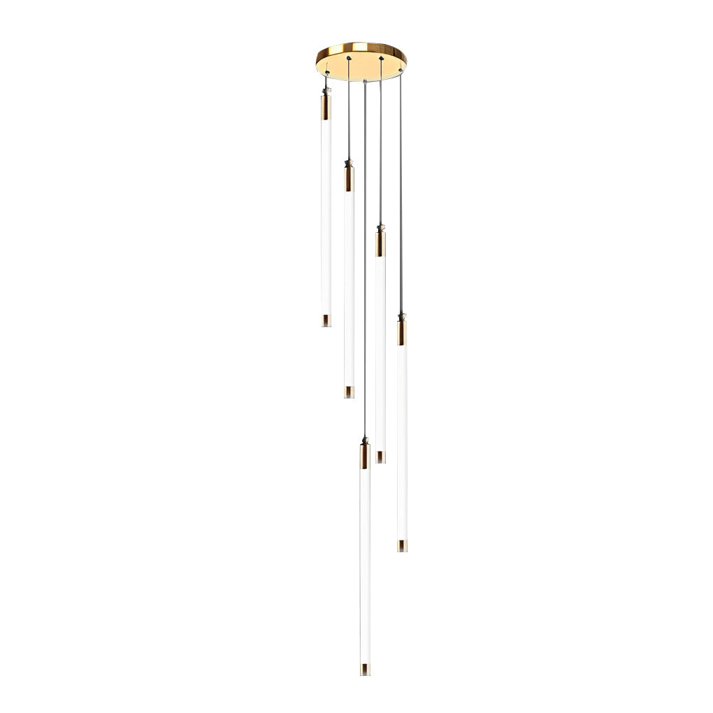 Spiral Tube Staircase Chandelier, Acrylic LED in Gold or Black